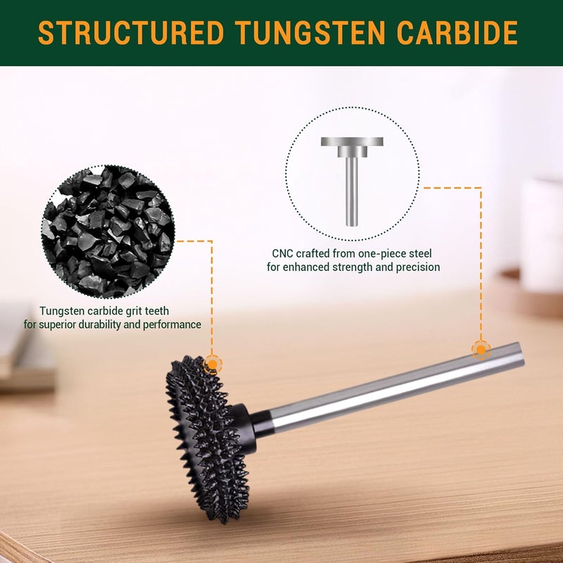 ToolTrek Store منشار دوار مع أسنان حادة 1/8" - بت نحت خشب خشن جداً لدريمل وفوريدوم - قطعة واحدة من الفولاذ مع أسنان كربيد التنغستن الملحومة، اهتزاز منخفض، قطع سريع للأخاديد، نحت قوي - Image 3